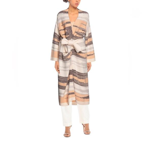 Canessa Shamanic Shawl-Collar Intarsia Knit Cashmere Cardigan Sweater NEW 5 US10 - Picture 1 of 12